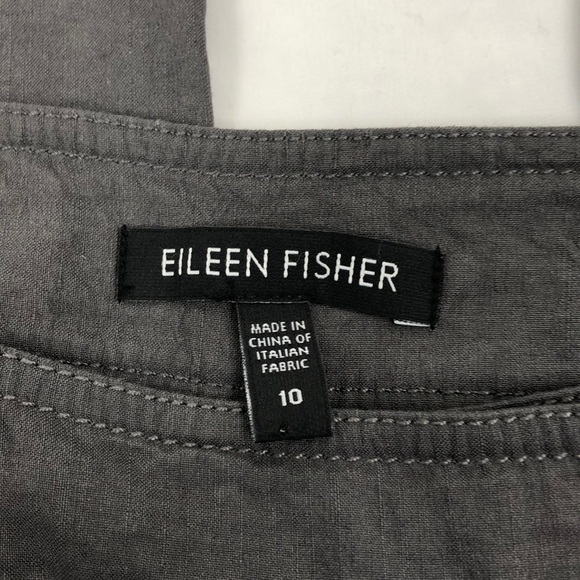 Eileen Fisher Gray Linen Blend Straight Leg Pants - Picture 3 of 6